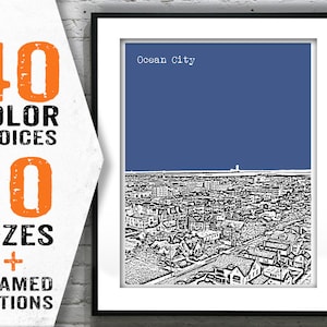 Ocean City New Jersey Poster Print Art NJ Skyline Item T1514