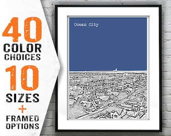 Ocean City New Jersey Poster Print Art NJ Skyline Item T1514