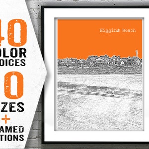 Higgins Beach Maine Skyline Poster Art Print ME Item T1878