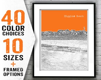 Higgins Beach Maine Skyline Poster Art Print ME Item T1878