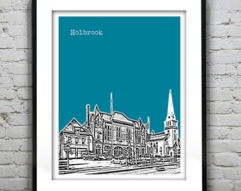 Holbrook Massachusetts Skyline Poster Art Print MA