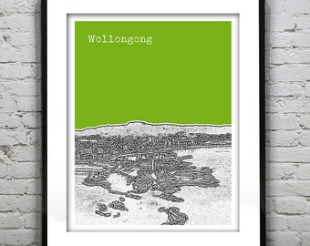 Wollongong Poster Australia Skyline Poster Print New South Wales Art Version 2