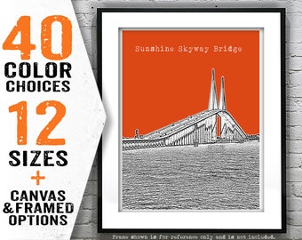 Sunshine Skyway Bridge Florida Skyline Poster Art Print  Item T1248