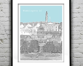 Washington DC Poster Art Skyline Print Washington montage