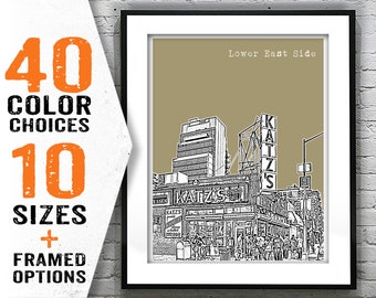 New York City Lower East Side Skyline Poster Art Print Manhattan NY Item T1203