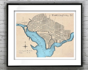 Washington, DC Art Print Poster District of Columbia Old Vintage Map Item T5457