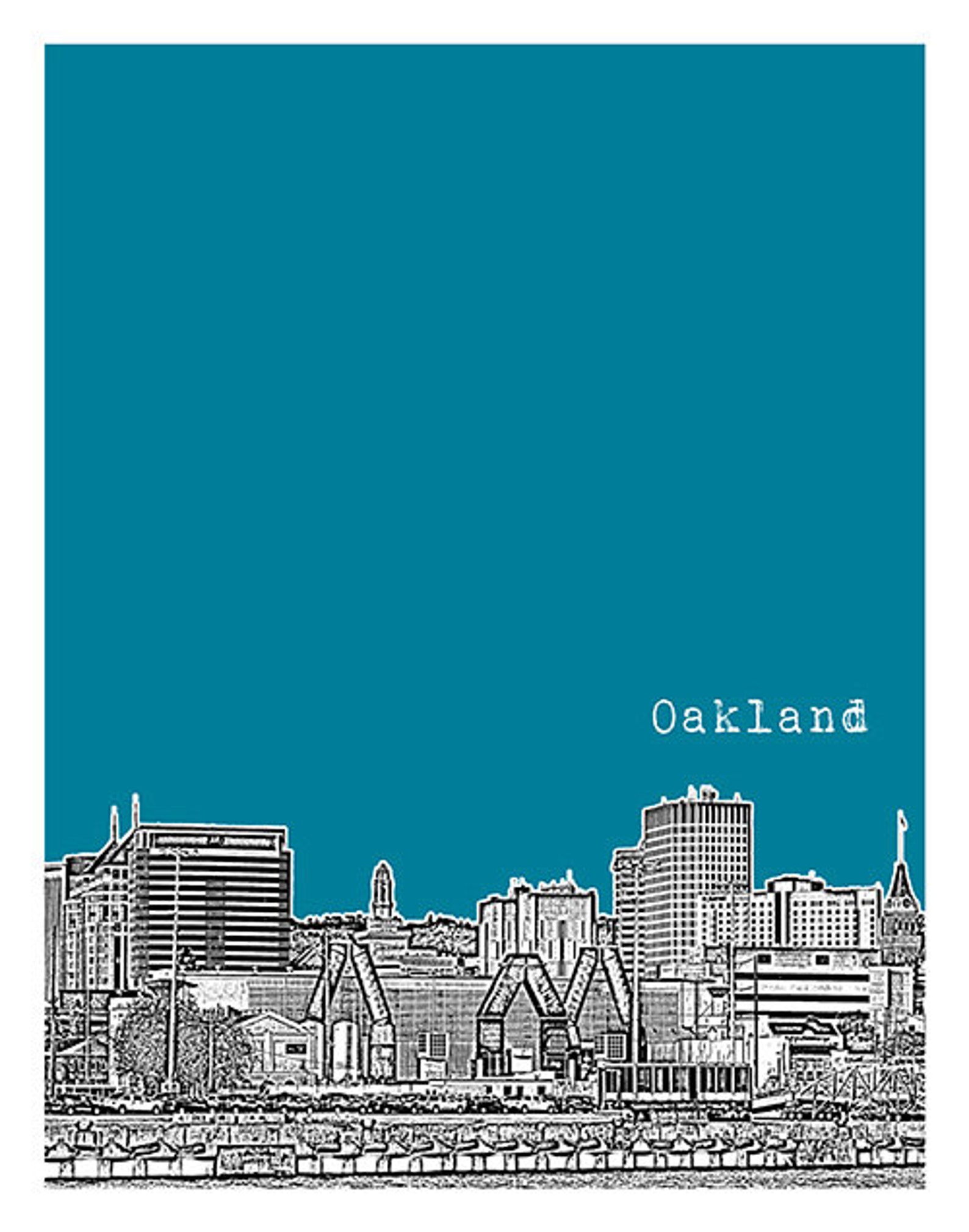 Oakland California Skyline Poster Art Print California CA Etsy