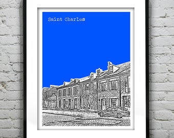 St. Charles Saint Charles Missouri Poster City Skyline Print Missouri MO Version 1
