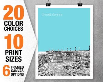 Pondicherry India Poster Art Print Skyline Item T5427