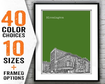 Bloomington Illinois Poster Skyline Art Print IL Item T1564