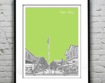 Cape May New Jersey Poster Print Art NJ Shore Skyline Item T2182