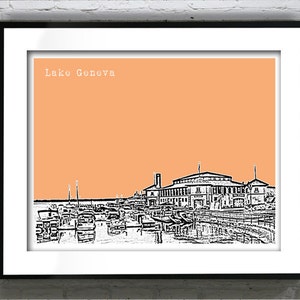 Lake Geneva Wisconsin Poster Print Art Skyline Version 1