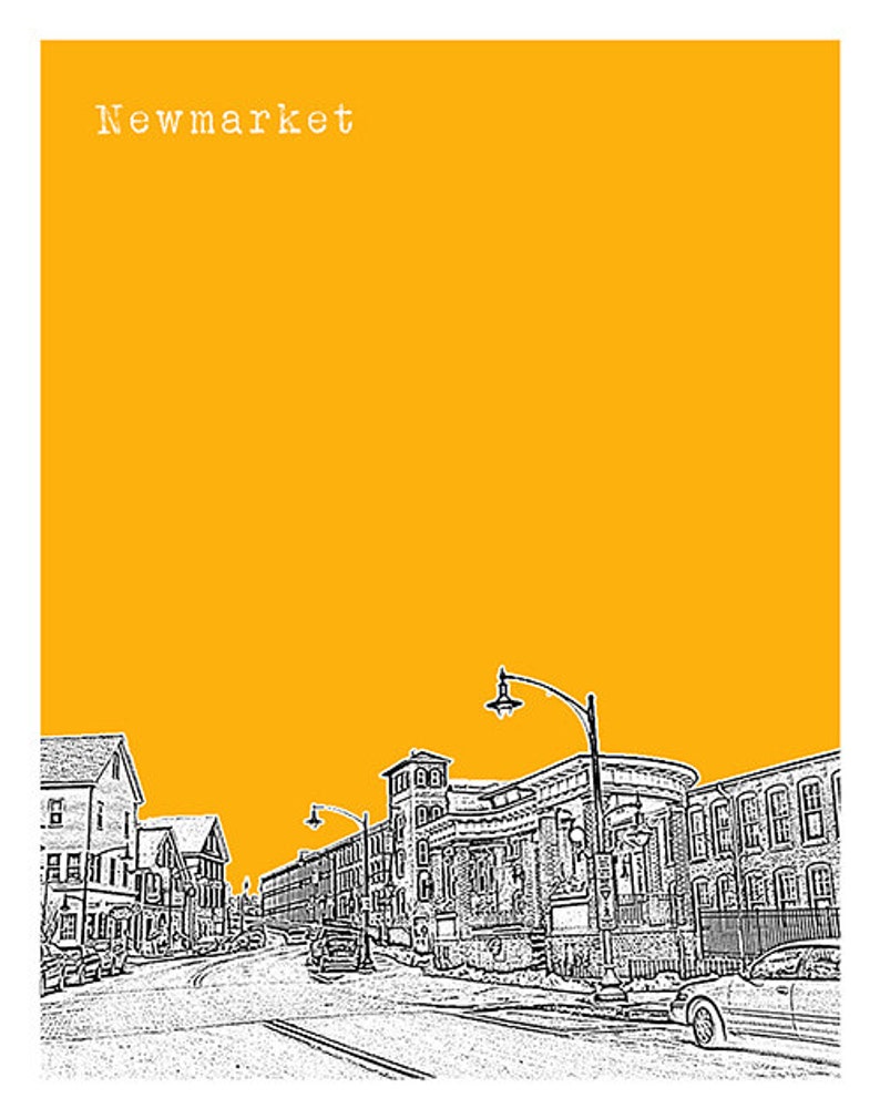 Newmarket New Hampshire Poster Print Art Skyline NH Version 1 Etsy