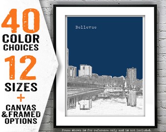 Bellevue Washington Skyline Poster Art Print Item T4965