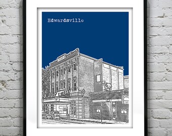 Edwardsville Skyline Poster Art PrintIllinois IL Version 1