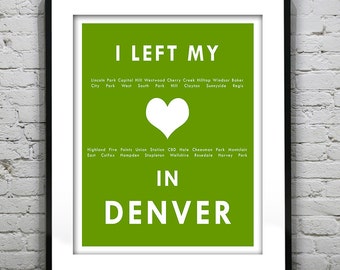 Denver Colorado - I Left My Heart In Denver - Poster Art Print CO Item T1251