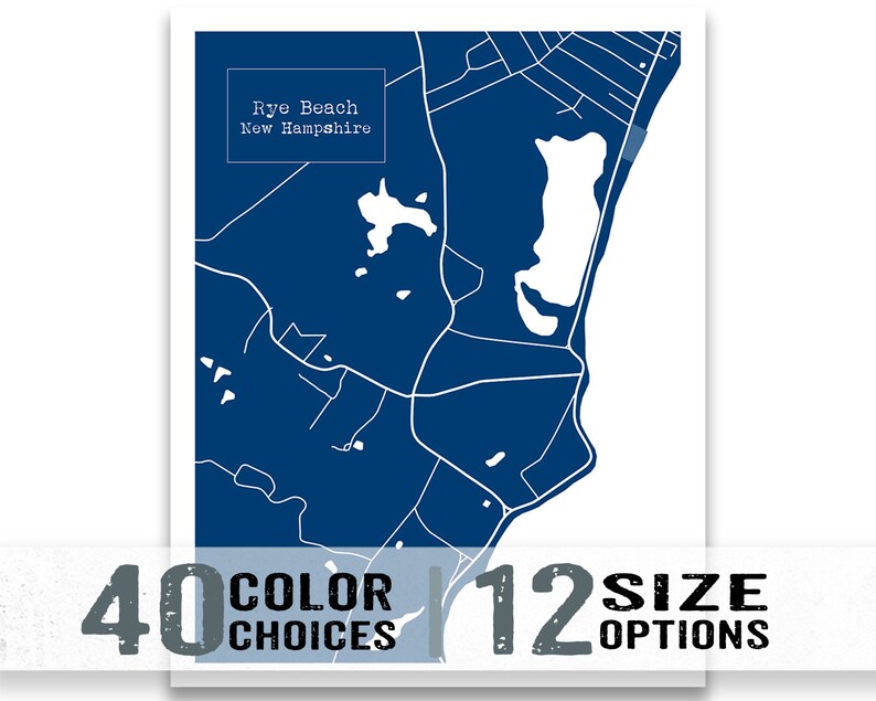 Rye Beach New Hampshire Blueprint Map Poster Art Print NH Etsy España