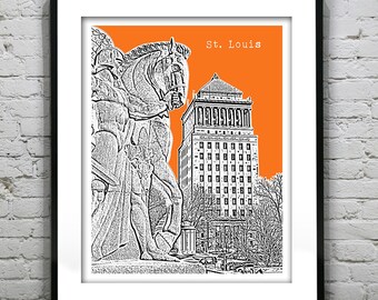 St. Louis Poster City Skyline Art Print Missouri MO Item T2234