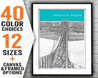 Washington Heights New York Poster Print Art Skyline NY Item T2856