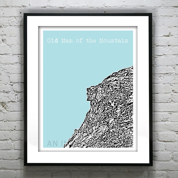 Old Man of the Mountain New Hampshire Poster Print Art Skyline NH