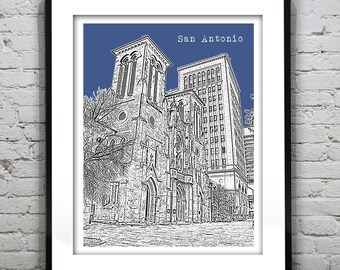 San Antonio Skyline Poster Art Print Texas TX Item T4522