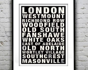 London Ontario Canada Subway Poster Art Print Fanshawe Old North Old South Woodfield