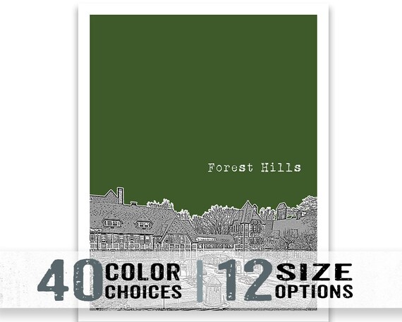 Forest Hills Queens New York Skyline Art Print Poster NY