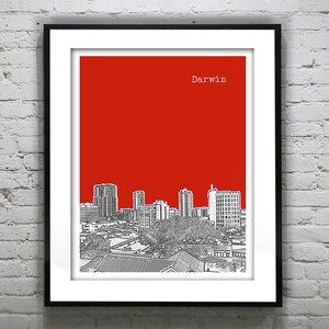 Darwin Australia Skyline Poster Print Art Version 3