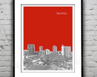Darwin Australia Skyline Poster Print Art Version 3