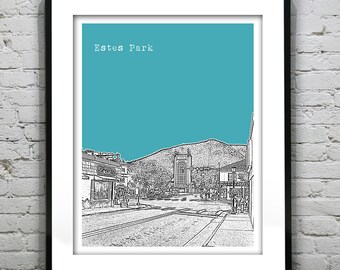 Estes Park Skyline Poster Art Print Colorado CO Item T2367