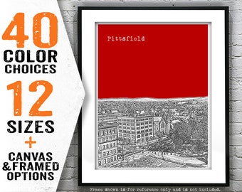 Pittsfield Skyline Poster Art Print Massachusetts MA Item T5271
