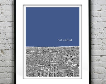 Columbus Skyline Poster Print Art Indiana IN Item T4194