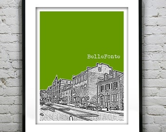 Bellefonte Pennsylvania Poster Art Skyline Print PA Item T2695