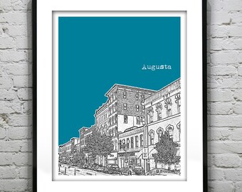 Augusta Maine Poster Art Print Downtown City Skyline ME Item T4121