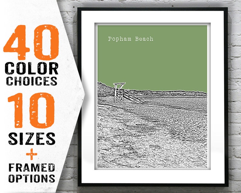 Popham Beach Maine Skyline Poster Art Print Me Item T1594 Etsy