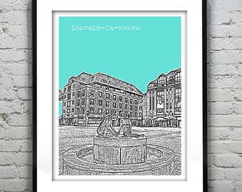 Louvain la Neuve Belgium Poster Art Print Skyline Item T1034