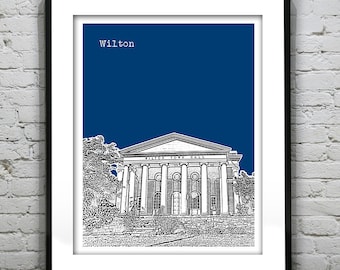Wilton Connecticut Poster Print Art Skyline CT Version 1