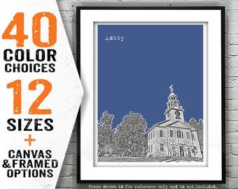 Ashby Massachusetts Skyline Poster Art Print MA Item T4764