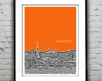 Newport Rhode Island Skyline Poster Art Print Original