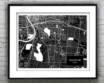 Oakwood Ohio Blueprint Map Poster Art Print Item T4371
