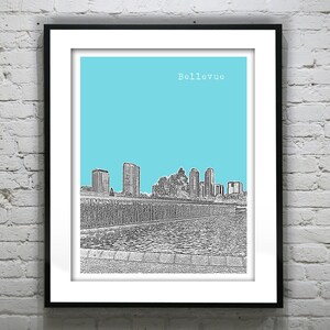 Bellevue Washington Skyline Poster Art Print Item T2806