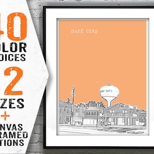 Surf City New Jersey Shore Poster Print Art NJ Skyline Jersey Shore Item T2965
