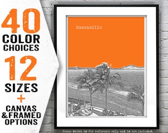 Manzanillo Mexico Skyline Poster Art Print Item T4834