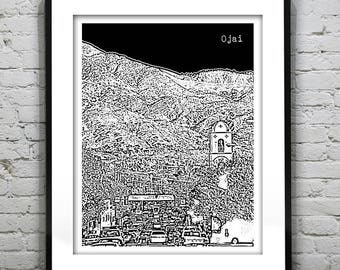 Ojai California Skyline Poster Art Print CA Item T2204