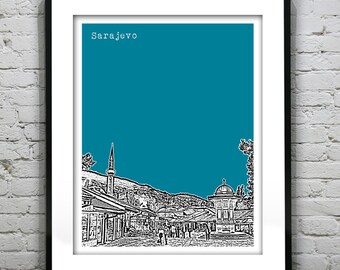 Sarajevo Bosnia Skyline Poster Art Print Herzegovina Item T3058