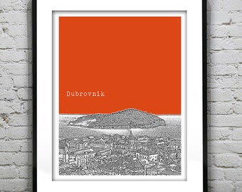 Dubrovnik Croatia Skyline Poster Art Print Item T2552