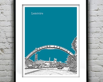 Lemoore Skyline Poster Art Print California CA