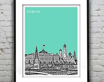 Moscow Russia City Skyline Poster Art Print