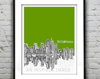Brisbane Australia Skyline Poster Print Art Version 2