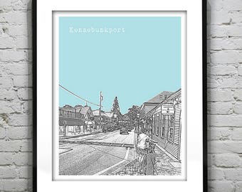 Kennebunkport Skyline Poster Art Print Maine ME Item T4334